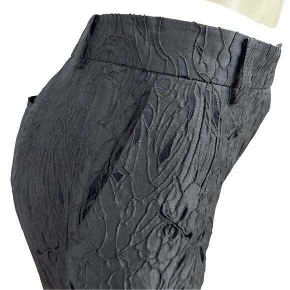 Per Se Brown Jacquard Trousers With Textured Floral Pattern Sz 8 - Picture 5 of 8